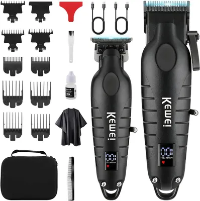Productafbeelding van Professionele draadloze tondeuse en trimmerset voor mannen - Zero Gapped T-Blade haar/baardtrimmer