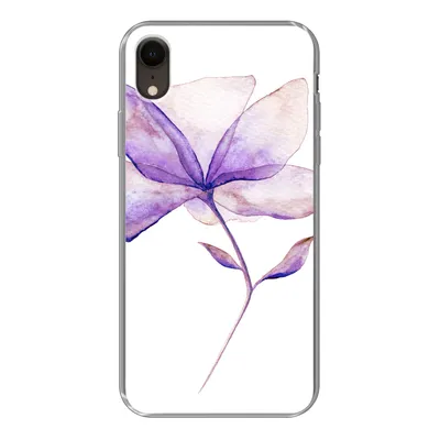 Produktbild von MuchoWow® Handyhülle Schutzhülle Hülle für iPhone XR Blumen - Aquarell - Lila Silikon Softcase Handy Hülle - Schutzdeckel