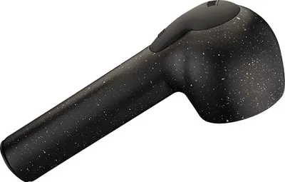 A black speckled kitchen faucet spray head on a white background.
