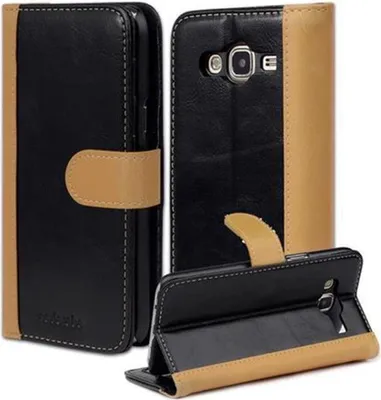 Produktbild von Cadorabo Hülle für Samsung Galaxy J5 2015 Hülle in Schwarz Schutzhülle Handyhülle Standfunktion Etui Cover Case