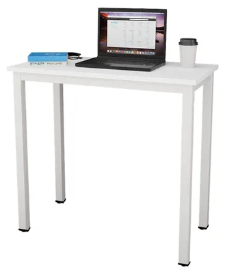 Kompakter Computertisch 80x40x75 cm, weiß, MDF und Metall