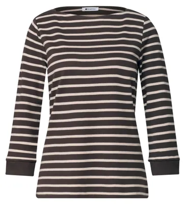 Produktbild von Street One basic yds u-boat shirt black coffee 36