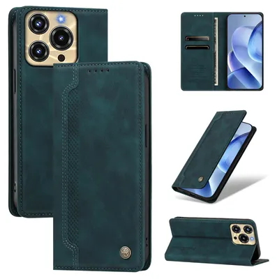 Produktbild von Handyhülle für Oukitel C69, Leder Wallet Klapphülle mit Standfunktion, Stoßfeste Schutzhülle Grün