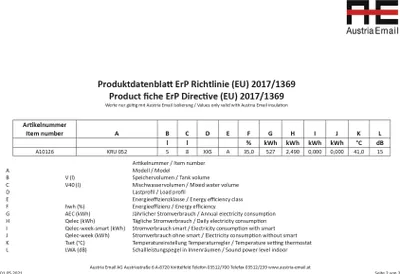 Produktbild von Austria Email Druckloser Elektro-Kleinspeicher Comfort KRU 052 Untertisch 5 L
