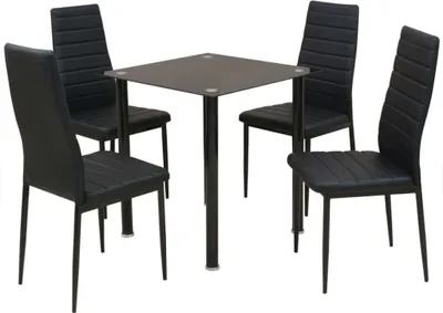 Immagine prodotto di The Living Store Set da pranzo 5 pezzi Tavolo da pranzo con sedie nero