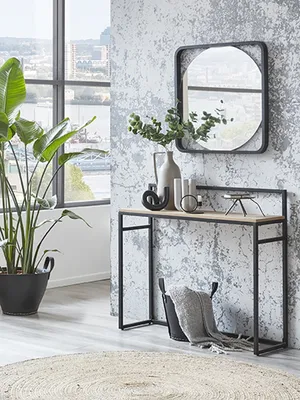 Produktbild von Konsole >37465< in eiche, schwarz, MDF, Metall - 100x89x30cm (BxHxT)