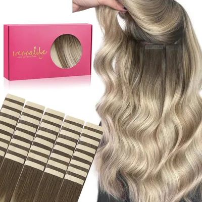 Image de Extensions capillaires à ruban, en cheveux naturels, lot de 40 pièces