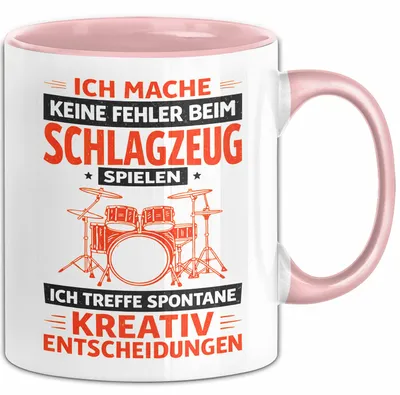 Produktbild von Schlagzeugspieler Schlagzeuger Schlagzeug Tasse Geschenk Lustige Geschenkidee Spruch Ich Mache Keine Fehler Beim Schlagzeug Spielen (Rosa)