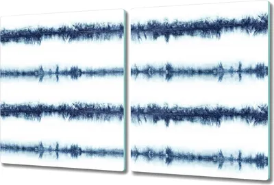 Produktbild von Glas Schneidebrett Herdabdeckplatten Schneideplatten - 2x 40x52 cm - Wasser Blüten blau
