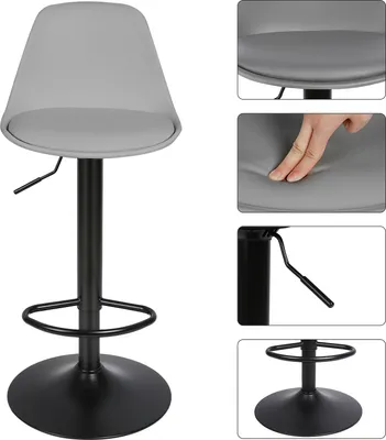 Produktbild von 2er Set Barhocker,Drehbare Barstuhl Tresenhocker Küchenhocker Höhenverstellbar aus Kunstleder - Grau