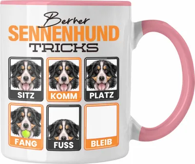 Produktbild von Trendation - Berner Sennen Besitzer Tasse Geschenk Lustiger Spruch Geschenkidee Berner Sennen Tricks Bleib (Rosa)