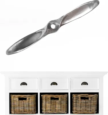 Produktbild von cagü: XL Design Wanddeko Propellerschraube [AEROPLANE] Silber aus poliertem Aluminium 110cm inkl. Befestigungsmaterial, Designklassiker!