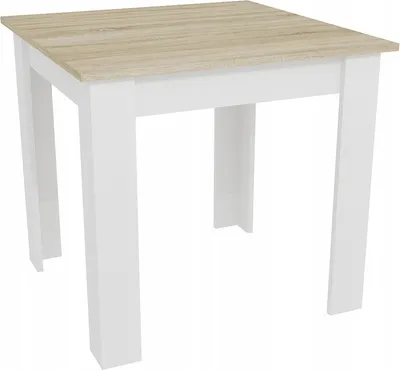 Obrázok produktu pre Stôl do jedálne Kuchynský stôl, dub Sonoma, drevený jedálenský stôl 80 x 80 x 75 cm, hrúbka 18 mm, kuchyňa obývacia izba dub Sonoma a biela
