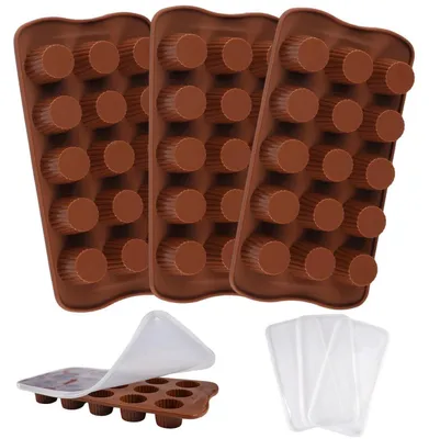 Obrázok produktu pre Sada 3 silikónových foriem na čokoládu, 15 výklenkov, forma na pralinky