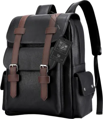 Produktbild von BAD&BAGS | Schwarzer Lederrucksack für Flugzeug-Handgepäck Businesskabine