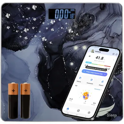 Zdjęcie produktu dla Waga Łazienkowa Analityczna Smart 180Kg, Bmi, Tłuszcz, Mięśnie, Aplikacja