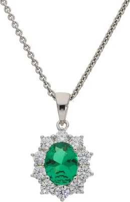 Produktbild von Kettenanhänger Silber 925 Zirkonia Weiß, Smaragtgrün JL10-02-3827 JuwelmaLux