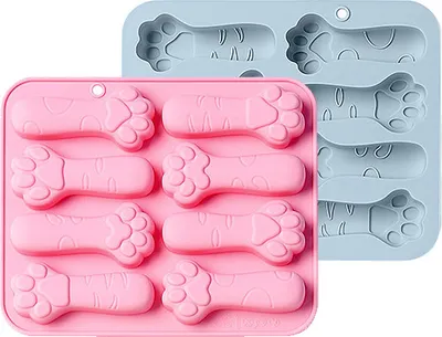 Image de 2 X Moules en silicone réutilisables Avec Moule à Patte d'Animal, Bac à Glaçons Flexible Et Antiadhésif, Moule à Bonbons Et Chocolat Pour La Pâtisserie Maison, Gelée, Biscuits, Lillpop