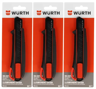 Produktbild von Würth Cuttermesser 3x 2K Griff mit Schieber 18mm inkl. 3 Abbrechklingen, Art.-Nr. 071566 275 (3)