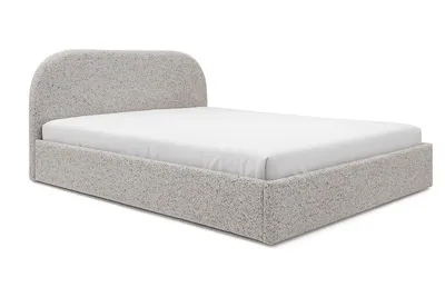 Image de Lit rembourré Sofello, modèle moderne, dimensions 90-200x200 cm, tête de lit arrondie, couleur "MOON" mélangée, sommier à lattes en métal, de haute qualité. Lit avec coffre de rangement intégré et espace de stockage