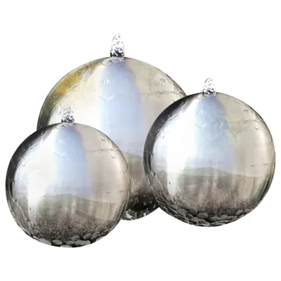 Image de vidaXL 3 pcs. Fontaine de jardin Sphère avec LEDs Acier inoxydable