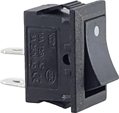 Immagine prodotto di Mini interruttore a bilanciere con indicatore, 250 V, 6 A CA/CC, 2 poli, rettangolare, 19 x 13 mm, ON/OFF