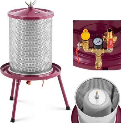Obrázok produktu pre Expondo Wiesenfield hydro-lis – nerezová oceľ/železo – 40 l – 3 bar – vrátane 5 lisovacích plátien – Wiesenfield