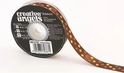 Obrázek produktu pro Saténová stuha, bronzová s puntíky, 15 mm x 22 m, IBF2787