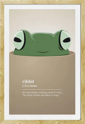 Immagine prodotto di Fun - Poster - Ribbit + cornice rimovibile, Shinsuke® Maxi MDF faggio, vetro acrilico