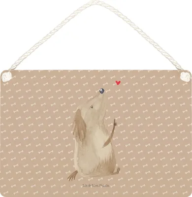 Produktbild von Mr. & Mrs. Panda holzbild Hund Liebe DIN A5 - Hundeglück - Geschenk, Herz, Türschild, Sprüche, Wandbild Holz, Hundeliebe, Dekobrett, Holzschild, Hunde, Schild