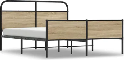 Produktbild von vidaXL Metallbett ohne Matratze Räuchereiche 160x200 cm