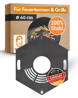 Produktbild von Feuerplatte Grillplatte mit integriertem Rost 6-eckig Ø 60 cm Design 1