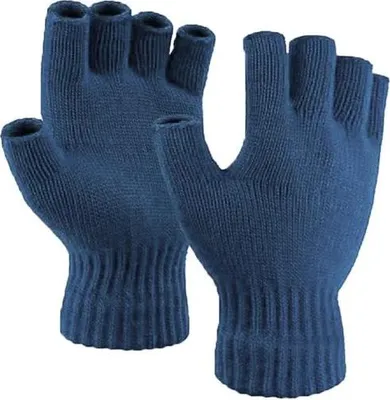 Produktbild von Fingerlose Strickhandschuhe Winter Damen Herren Acryl Thermo Blau