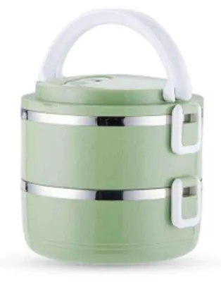 Produktbild von 2-lagige Thermo-Lunchbox aus Edelstahl, stapelbar, auslaufsicher