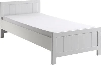 Produktbild von Jugendzimmerbett ohne Lattenrost CANNES-12 in weiß lackiert, B/H/T: ca. 96/77/208 cm