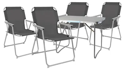 5-teiliges Campingmöbel Set Alu mit Tragegriff Camping L70xB50xH59cm Anthrazit