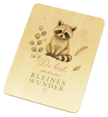 Produktbild von Postkarte Holz Kleines Wunder - Holzpostkarte zur Geburt Mit Spruch: mein