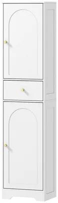 Produktbild von Hoher Badezimmerschrank, Aufbewahrungseinheit mit verstellbaren Schubladen und Regalb?den, 40 x 29,5 x 170 cm, wei?
