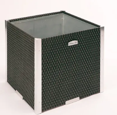 Produktbild von Rattan-Pflanzkübel mit Alubeschlägen  Anthrazit 38 x 38 x 38 cm