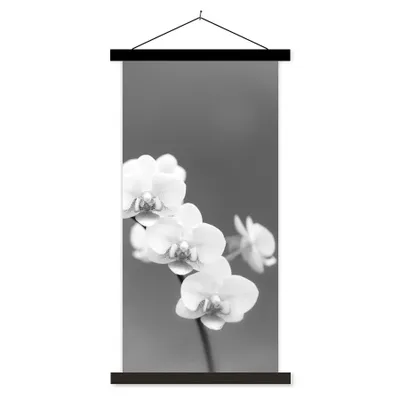 Produktbild von MuchoWow® Textilposter Orchidee - Blumen - Pflanze - Weiß - Lila 40x80 cm mit schwarzem Rahmen - Wandemalerei