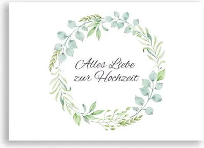 Produktbild von Friendly Fox Hochzeitskarte Eukalyptus, 1x Klappkarte zur Hochzeit Motiv "Eukalyptus", Alles Liebe zur Hochzeit, DIN A6 Karte inkl. Umschlag