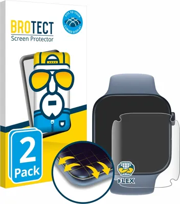 Produktbild von 2x BROTECT Fullscreen Schutzfolie für Apple Watch Series 8 / 9 Displayschutz Folie Fullcover Klar Transparent