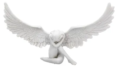 Engel-Figur 36 cm, handbemalt, Harz, weiß