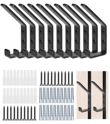 Produktbild von 10 Haken für Akustikpaneele, Garderobenhaken für Akustikpaneele, schwarz, Aluminium, 13 mm, Schrankhaken für Akustikpaneele, Garderobenhaken für Jacken, Mäntel und Hüte, Doppelhaken für Paneele