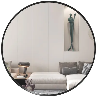 Produktbild von Wandspiegel, modernes Design, Φ61 cm, Schwarz