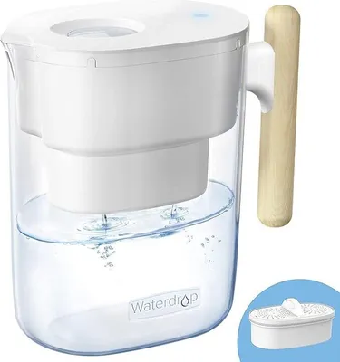 Produktbild von Waterdrop Chubby 3,5 L Wasserfilterkanne mit 1 x 90 Tage Filterkartusche, reduziert Kalk, Chlor, Blei, Kupfer im Wasser, NSF , BPA-frei