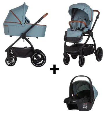 Produktbild von Chipolino Kombikinderwagen 3 in 1 Prestige Babywanne Rucksack i-Size Babyschale blau P