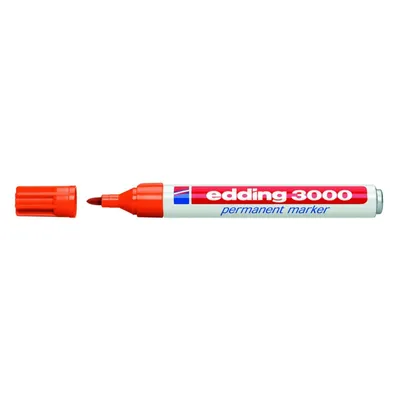 Produktbild von Edding 3000, Orange, Rundspitze, Orange, Rot, Weiß, 1,5 mm, 3 mm, Karton, Glas, Leder, Metall, Kunststoff, Holz