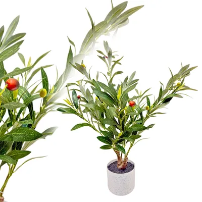 Produktbild von Olivenbaum 60 cm künstlich wie echt Kunstbaum mit Früchten Kunstpflanze Deko