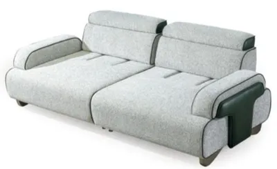 Zdjęcie produktu dla Trójmiejscowa sofa, obita tkaniną, z drewnianą konstrukcją. Pojedyncze fotele. Średnia twardość